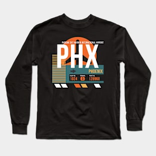 Phoenix (PHX) Airport Code Baggage Tag A Long Sleeve T-Shirt